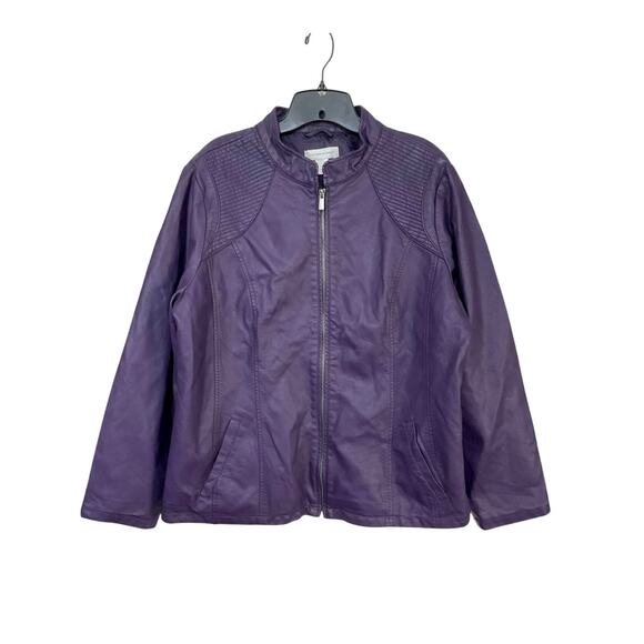 Christopher & Banks Faux Leather Purple Plum Moto Jacket Womens Size X-Large - Picture 1 of 8